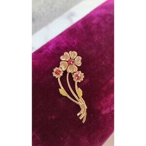 Vintage Rhinestone Floral Brooch